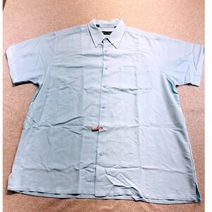 Milano Bay Button Down Mens XL Light Blue Textured Short Sleeve Casual Shirt